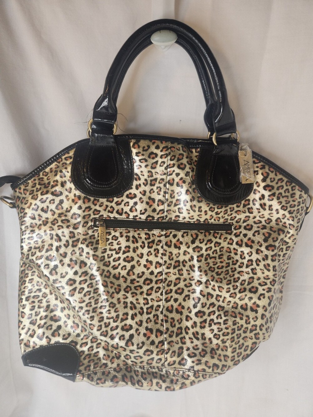 Amrita Singh metallic leopard-print satchel handbag